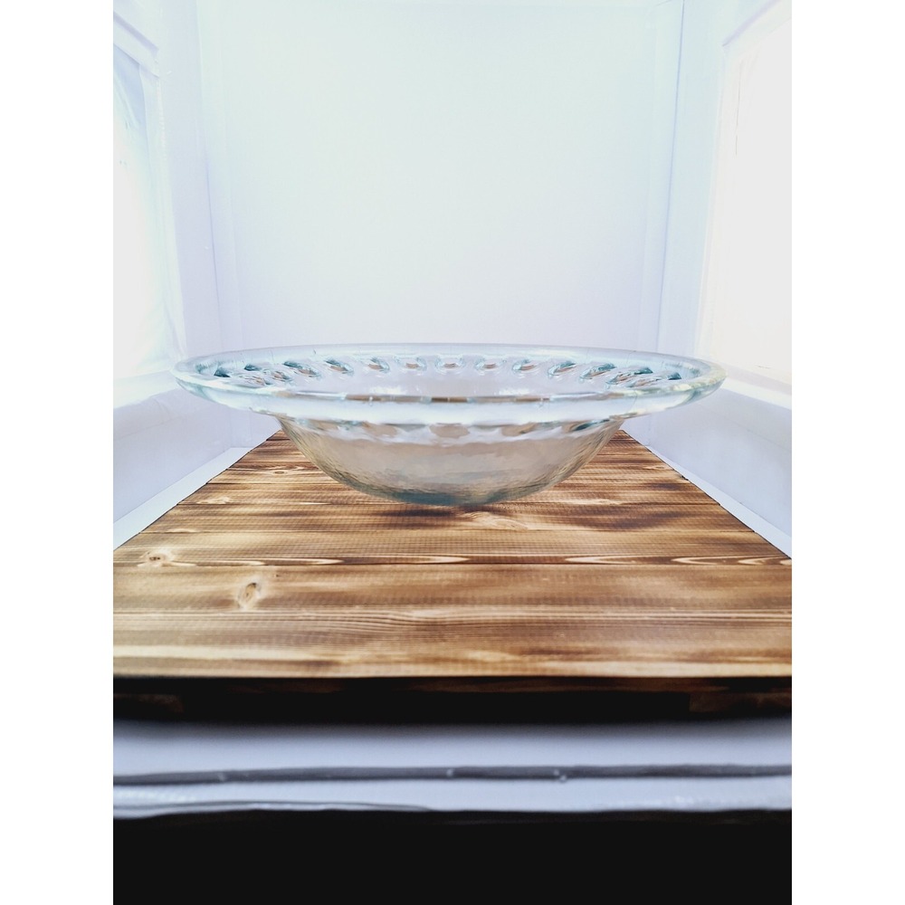 Openwork Recycled‎ Art Glass Bowl by Couronne Co-Reticulated Rim -Made In Spain